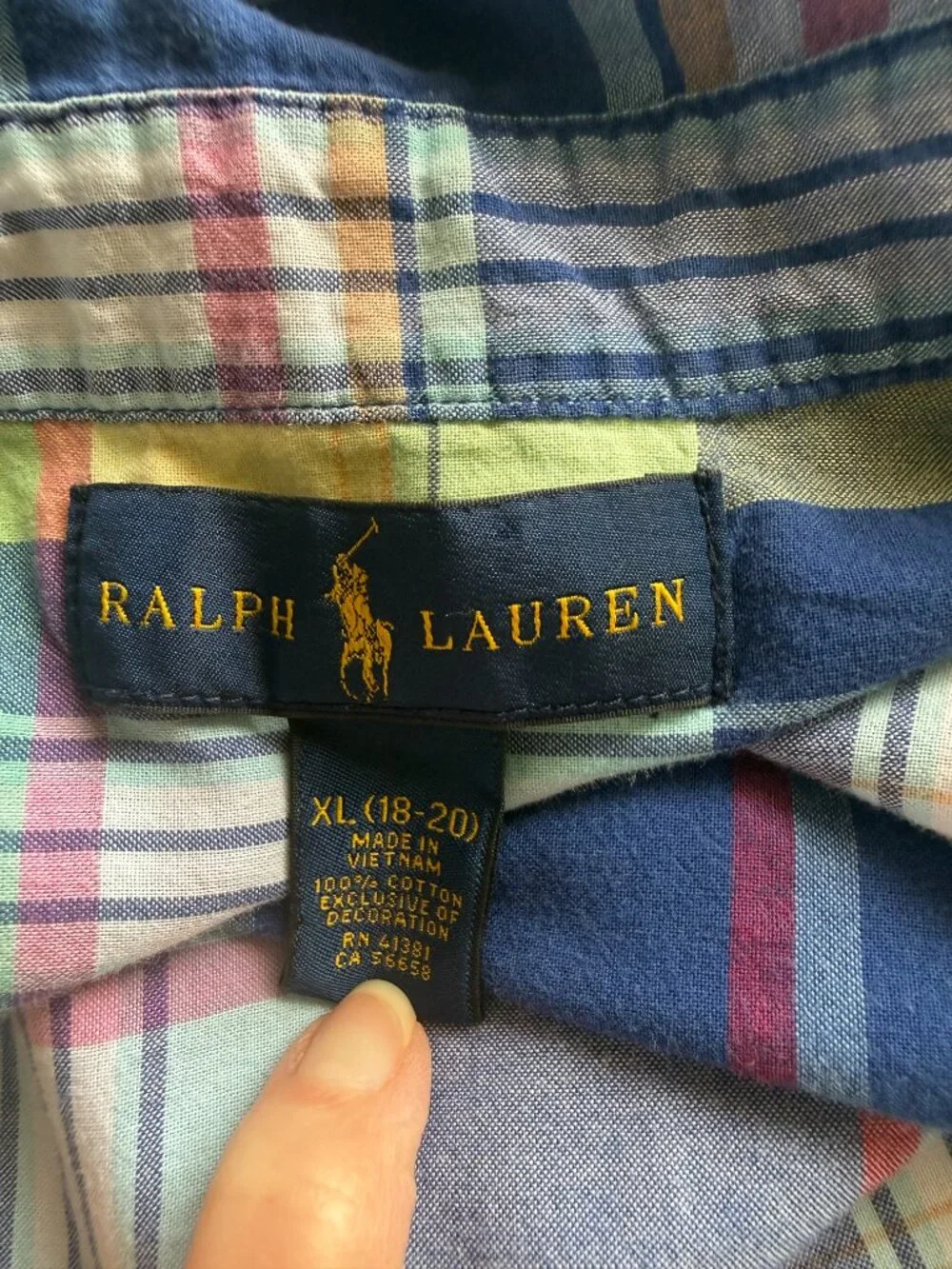 Ralph Lauren boys XL 18-20 plaid short sleeve collared button down shirt